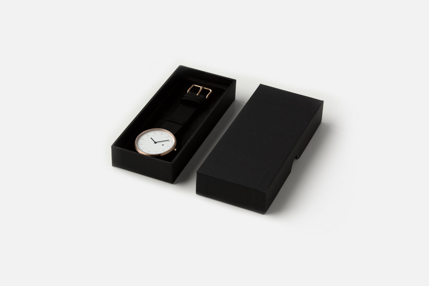 Oslo Rose Gold watch pictured in its packaging